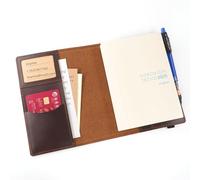 Krozur Hobonichi Techo Original Planner Cover A6, Genuine Leather, Leather Cover for Hobinichi Techo Original Planner A6, with a Build-In Pen Loop, Chestnut