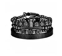 KRRKQH Braiding Bracelet Hip Hop Men Polished Crown Numeral Bracelet Luxury Jewelry Rose set