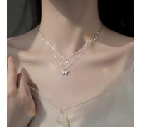 KRRKQH Double-layer butterfly women's ns light luxury clavicle chain niche necklace 2024 new trend pendant jewelry