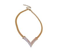KRRKQH Electroplated diamond v-shaped necklace niche high-end luxury clavicle chain personality creative network celebrity same style jewelry