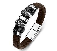 KRRKQH Gift for Men Men's Bracelet Engraving, Bangle Skull Bracelets Men's Bracelet Stainless Steel with Magnetic Clasp