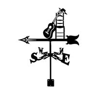 KRRKQH Guitar Cast Iron Weather Vane Roof Mount Weathervane Outdoor Farm Scene Wind Direction Indicators Professional Measuring Tools