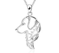 KRRKQH ladies jewellery 925 Sterling Silver Dog Lovely Animal Heart Pendant Necklace Fashion Christmas Mother Day Jewelry For Women Pet Lover teen girl s