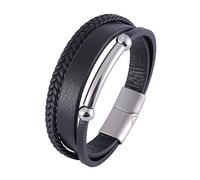 KRRKQH Men's Bracelet Engraving, Embossing Bracelets Hammer Pattern Wrist Chain Stainless Steel with Magnetic Clasp Men's Gifts