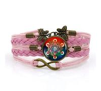 KRRKQH Mens Bracelets,Pink Rope Personality Red Cube Art,Time Gemstone Bracelet Multi-Layer Hand-Woven Glass Combination Jewelry Ladies Fashion European And American Style Jewelry