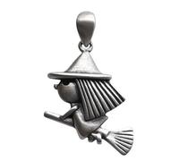 KRRKQH Necklace for Women ? Little witch on a broomstick Creative Vintage sweater chain pendant