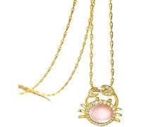KRRKQH Pendant 925 Sterling Silver Necklace Gold Twelve Constellations Inlaid Zircon Rose Quartz Jewellery Birthday s for Women Girls