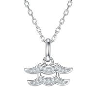 KRRKQH Shining Necklaces Sterling Silver Twelve Constellations Moissanite Inlay Dainty 12 Zodiac Pendant Necklace for Women