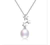 KRRKQH Star Zircon Pendant Fine Jewelry For Women 100% Genuine Natural Freshwater Oval Pearl Necklace