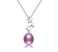 KRRKQH Star Zircon Pendant Fine Jewelry For Women 100% Genuine Natural Freshwater Oval Pearl Necklace