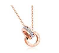 KRRKQH Trend Pendant Chain Men Jewellery Double Circles Crystal Lovely Necklace For Women Girls N17032R