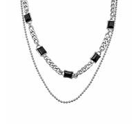 KRRKQH Trendy Street Hip Hop Ins Style Necklace Christmas Unisex Light Luxury Black Gem Collar Chain Anniversary Jewelry
