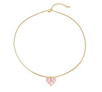 KRRKQH Women's Necklaces, Gold Plated Heart Pink CubZirconia Pendant Necklace 20 Inch Jewellery