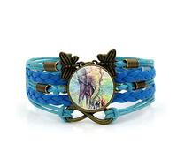 KRRKQH Woven Bracelet Men,Blue Rope, African Elephant, Mother Animal,Time Gemstone Bracelet Multi-Layer Hand-Woven Glass Combination Jewelry Ladies Fashion European And American Style Jewelry