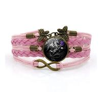 KRRKQH Woven Bracelet Men,Pink Rope Fierce Gray Western Dragon Animal,Time Gemstone Bracelet Multi-Layer Hand-Woven Glass Combination Jewelry Ladies Fashion European And American Style Jewelry