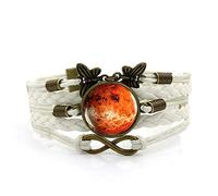 KRRKQH Woven Bracelet Men,White Rope Red Venus Planet Landscape,Time Gemstone Bracelet Multi-Layer Hand-Woven Glass Combination Jewelry Ladies Fashion European And American Style Jewelry