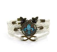 KRRKQH Woven Bracelet Men,White Rope Vintage Sea God Trident Art,Time Gemstone Bracelet Multi-Layer Hand-Woven Glass Combination Jewelry Ladies Fashion European And American Style Jewelry