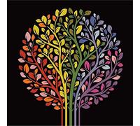 KRS Paint by Number Kit with Frame (Colourful Tree) - DIY Painting, Acrylic, Home Decoration, Creative Activity, Relaxing Gifts, Children, Adults, Seniors