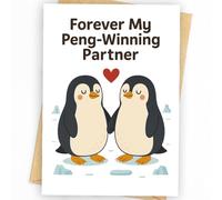 Krsaiy Cute Penguin Winning Partner Card, Forever Love Engagement Present, Witty Animal Pun Greeting Card for Husband Wife Boyfriend Girlfriend