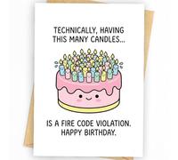 Krsaiy Funny Birthday Card for Him Her Over 40 50 60 Years Old, Fire Code Violation Humorous Joke Cute Cake Greeting Card
