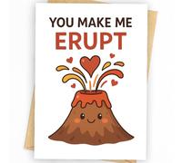 Krsaiy Passionate Volcano Card for Partner, You Make Me Erupt Love Gift, Witty Anniversary Greeting Card for Boyfriend Girlfriend Husband Wife