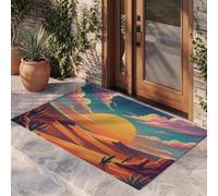KRSAZCM Animated Natural Scenery Non-Slip Door Mat Indoor, Sun Desert Washable Entrance Area Rug For Entryway | 80 X 120 Cm Front Back Doormat For Kitchen Bedroom, Orange