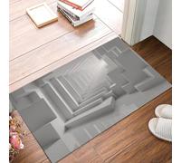 KRSAZCM Architectural Space Doormat, 3D Geometric Staircase Non-Slip Absorbent Machine Washable Resist Dirt Entrance Area Rug, White For Inside Entrance Front Back Door Garden, 80 X 120 Cm
