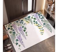 KRSAZCM Botanical Style Washable Door Mats Indoor & Outdoor | Non-Slip Vine Buds Doormat - 60 X 90 Cm Low Profile For Front Back Door Barrier Entrance Rugs - Lavender Purple
