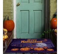 KRSAZCM Cartoon Halloween Washable Door Mats Indoor & Outdoor | Non-Slip Magic Pumpkin Patch Doormat - 80 X 120 Cm Low Profile Floor Mat For Front Back Door Barrier & Entrance Rugs - Purple