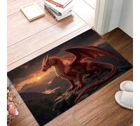 KRSAZCM Eastern Mythology Doormat, Animal Dragons Non-Slip Absorbent Machine Washable Resist Dirt Entrance Area Rug, Crimson For Inside Entrance Front Back Door Garden, 80 X 120 Cm