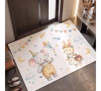 KRSAZCM Elephant Rabbit Door Mat 60 X 90 Cm - Sky Blue Watercolor Fresh Machine Washable Mat Soft Non Slip Doormat Indoor Outdoor Water Absorbent Floor Mats Duty Entrance Rug