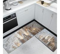 KRSAZCM Fairy Tale Fantasy Non Slip Kitchen Rug Set 2 Pieces, Washable 3D European Castle Kitchen Floor Mat, Light Gold Standing Mats For Office Home Decoration, 43X75Cm+43X150Cm