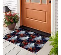 KRSAZCM Ghost Maple Leaf Door Mat 80 X 120 Cm - Dark Halloween Theme Machine Washable Mat Soft Non Slip Doormat Indoor Outdoor Water Absorbent Floor Mats Duty Entrance Rug