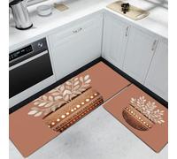 KRSAZCM Minimalist Bohemian Kitchen Mats and Rugs Washable, Potted Plants Kitchen Runners Non Slip Set of 2, Washable Rug Carpets for Home Standing Decoration - 43x75cm+43x150cm