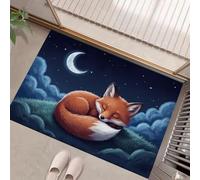 KRSAZCM Orange-Red Door Mats Indoor, Cute Animation Machine Washable Soft Doormats, Fox Night Sky Absorbent Entrance Rug, Non-slip Floor Mats For Inside, Front Back Door - 80 x 120 cm