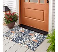 KRSAZCM William Morris Plants Doormat Navy Blue Indoor Floor Mat Washable Door Mat For Entryway Bathroom Decorative Doormat Anti Slip Retro Floral Birds Print, 90 x 150 cm