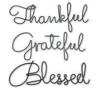 KRSHEMDE Thankful Grateful Blessed Wall Decor Signs Metal Letters Wall Decor Home Wall Art Decoration Rustic Farmhouse（12x4 Inches）