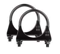 Krtopo 2PCS 60mm Exhaust Clamp Heavy Duty U Bolt Muffler Clamp Saddle Type Universal Stainless Steel Thickened Black for Car Exhaust Muffler Pipe Tail Pipe Connection (Fit 60mm OD Tube)