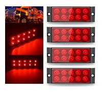 Krtopo 4PCS 10-LED Trailer Marker Lights - 100mm Ultra-Thin Trailer Side Marker Lights LED 12V/24V Waterproof Side Position Lamps for Truck Trailer Caravan Boat RV Lorry Universal Vehicle (Red)