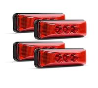 Krtopo 4PCS 3-LED Trailer Marker Lights - 103mm Trailer Side Marker Lights LED 12V/24V Waterproof Side Position Lamps for Truck Trailer Caravan Boat RV Lorry Universal Vehicle(Red)