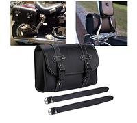 Krtopo Motorcycle Saddle Bag PU Leather Tool Roll Motor Side Luggage Travel Tool Tail Bag with 2 Mounting Straps Black