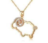 KRUCKEL Necklace For Women, Gold Chain Jewelry, Gift For Her, Unique Sheep Designed Pendant For Her, Width 1.0 Inch, Height 1.0 Inch With Chain Length 16 Inch + 2 Inch, Made With Zircon- 5011031