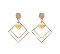Kruckel Sterling Square Shaped Stud Hoop Earring Gifts for Her - Handmade Wedding Anniversary Jewelry Gifts for Women, Classic Collection Non-Sensitive Ears - With Gift Box - (Rose Gold)