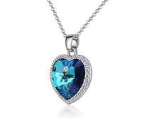 Krückel Heart Necklace for Women White Gold Plated with Austrian Crystal Heart - For Your Loved one's Anniversary, Birthday, Women Day, Wedding, Valentines Days Best Gift with Beautilfull Box Pack