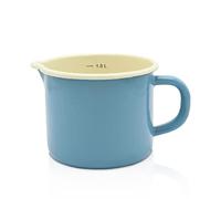 Krüger Enamel Milk Pan Blue 12 cm, 1 Litre - Pot with Full Contact Base for Energy-Saving Cooking - Practical Spout & Litre Scale - Dishwasher & Induction Safe (Blue)