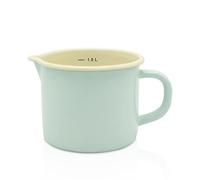 Krüger Enamel Milk Pot Mint 12 cm, 1 Litre - Pot with Full Contact Base for Energy-Saving Cooking - Practical Spout & Litre Scale - Dishwasher & Induction Safe (Mint)