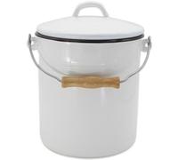 Krüger Garbage Bin Trash Collector Bucket 5 L Enamel White Black Robust