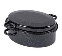 Krüger Geese Roaster Induction Bun Stew Topf Lid Black Oval Enamel 7L