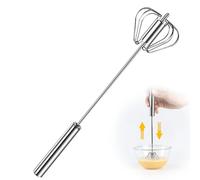 Kruggo Stainless Steel Semi-Automatic Whisk, 2024 New Stainless Steel Egg Whisk Hand Push Rotary Whisk Blender, Hand Push Mixer Stirrer Tool for Cooking Kitchen Home Egg Milk (10in), JBJ013