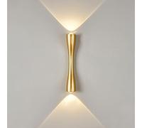 KRUIHAN 12W Gold Integrated LED Up Down Wall Light Indoor Warm Light 24CM